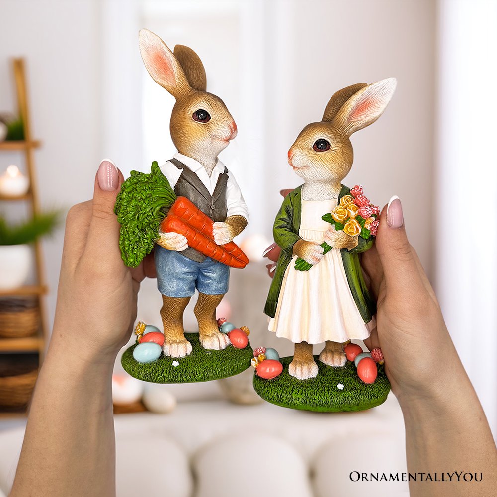 Harvest and Bloom Country Bunny Figurine Set Multi | Ashley Stewart
