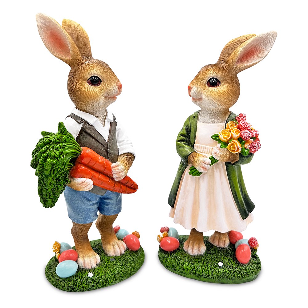 Harvest and Bloom Country Bunny Figurine Set Multi | Ashley Stewart