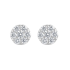 1 Carat Round Cut Lab Grown Cluster Diamond Stud Earrings In Sterling  White | Ashley Stewart
