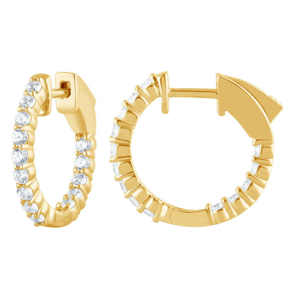 1 Carat Lab Grown Inside Out Diamond Hoop Earrings In Yellow Gold Plat  | Ashley Stewart