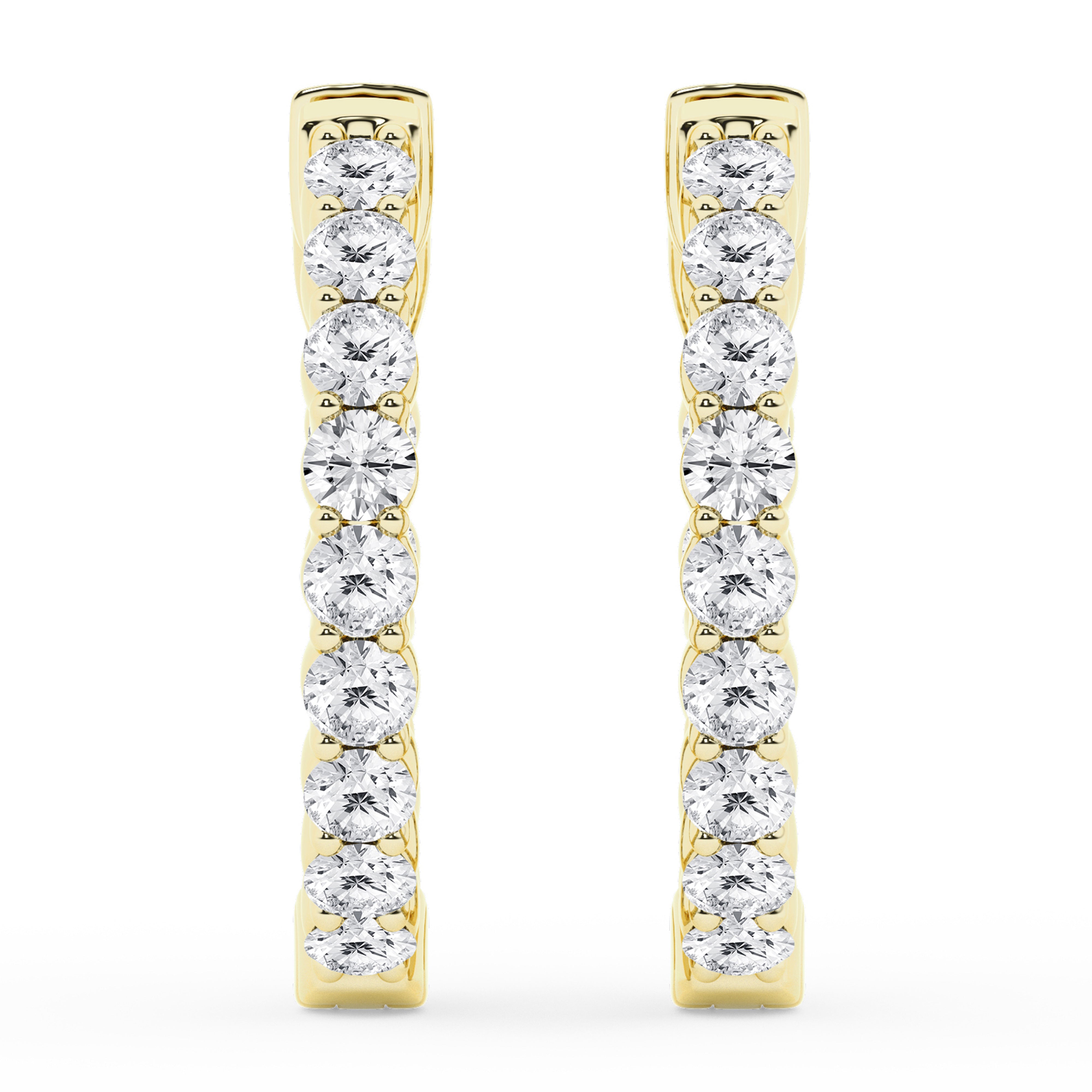 1 Carat Lab Grown Inside Out Diamond Hoop Earrings In Yellow Gold Plat  | Ashley Stewart