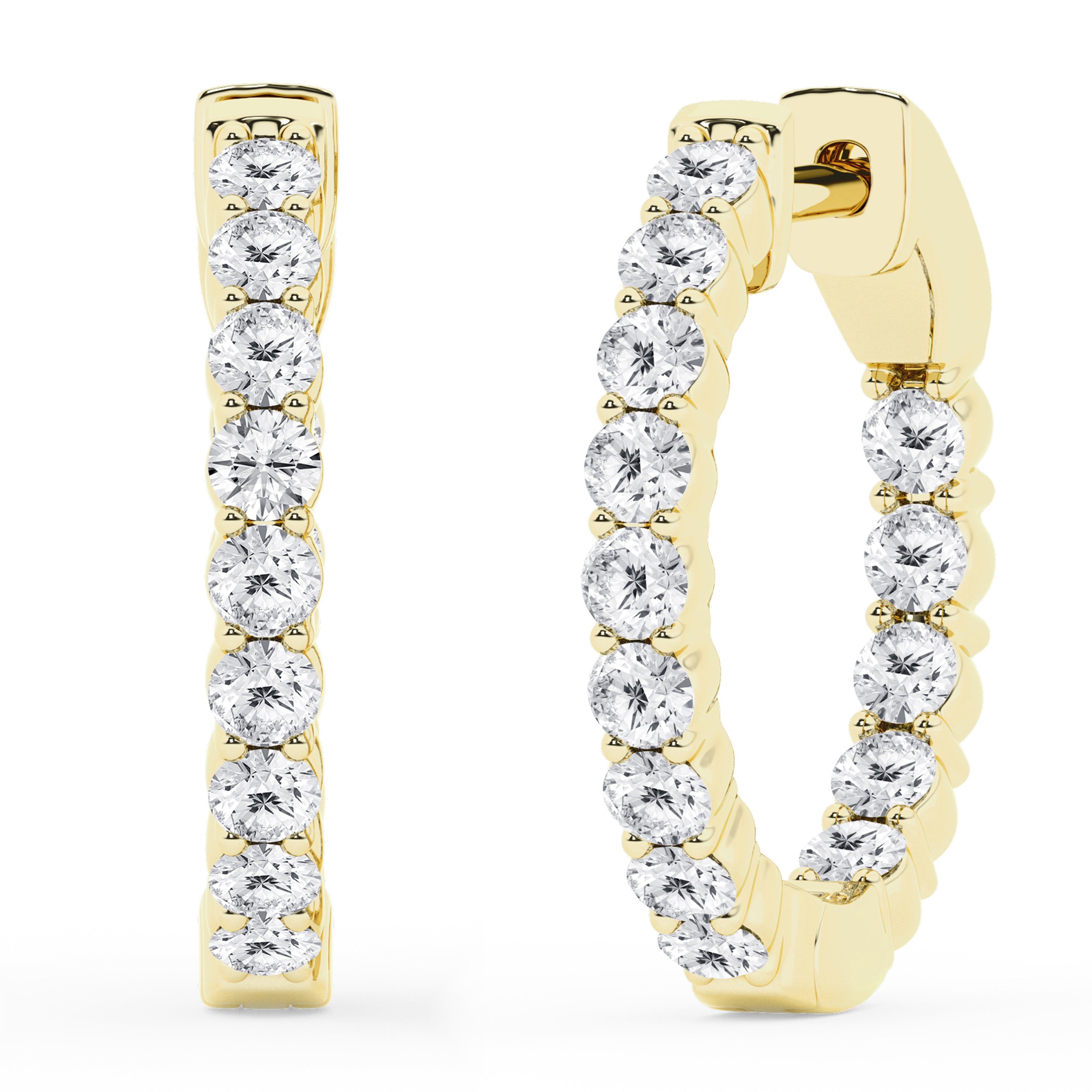1 Carat Lab Grown Inside Out Diamond Hoop Earrings In Yellow Gold Plat  | Ashley Stewart
