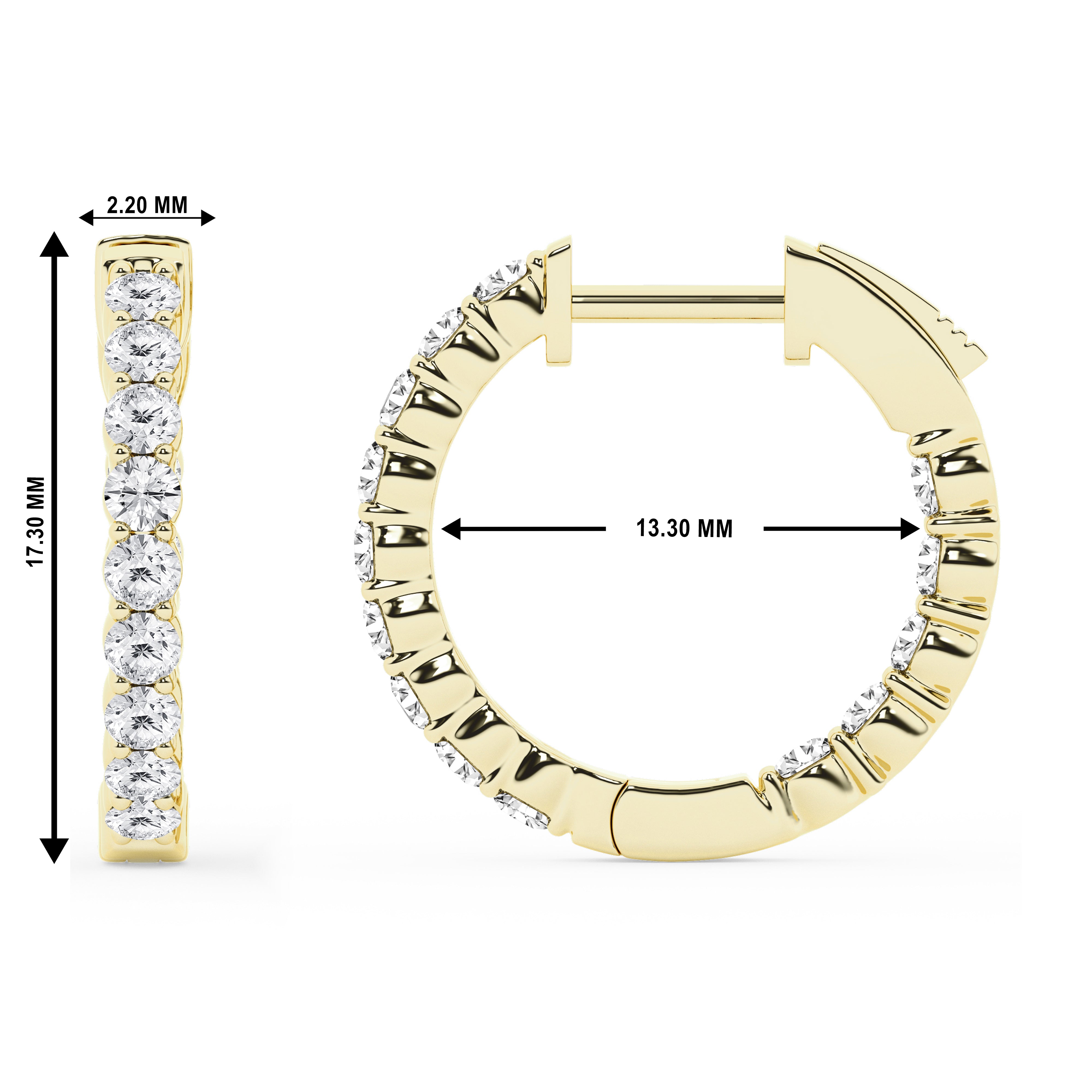 1 Carat Lab Grown Inside Out Diamond Hoop Earrings In Yellow Gold Plat  | Ashley Stewart