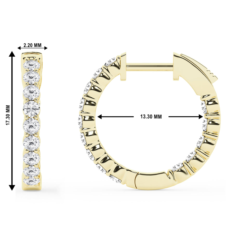 1 Carat Lab Grown Inside Out Diamond Hoop Earrings In Yellow Gold Plat  | Ashley Stewart