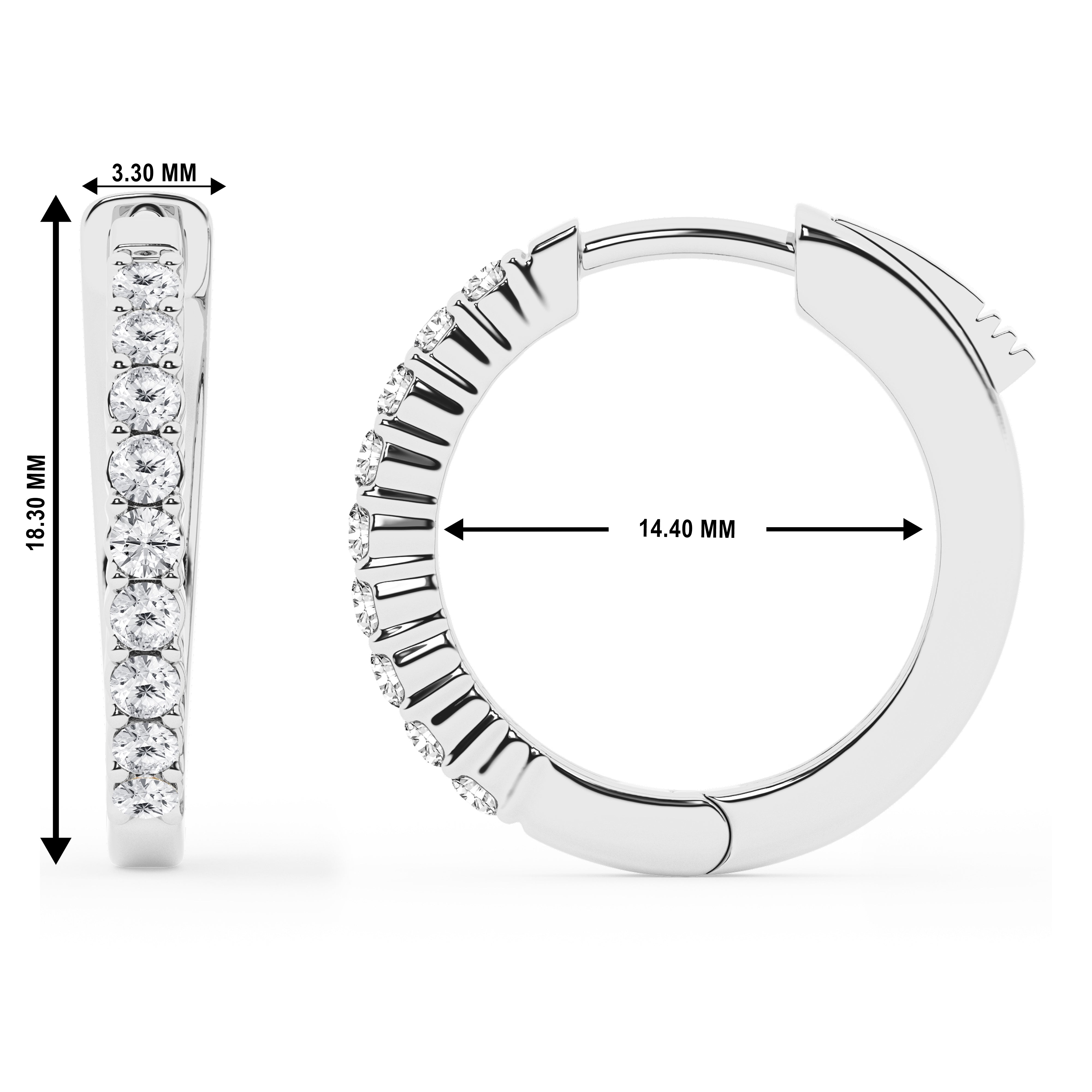 0.50 To 2 Carat Round Lab Grown Diamond Single Row Hoop Earrings In St White | Ashley Stewart