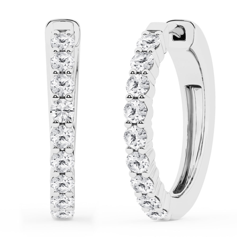 0.50 To 2 Carat Round Lab Grown Diamond Single Row Hoop Earrings In St White | Ashley Stewart