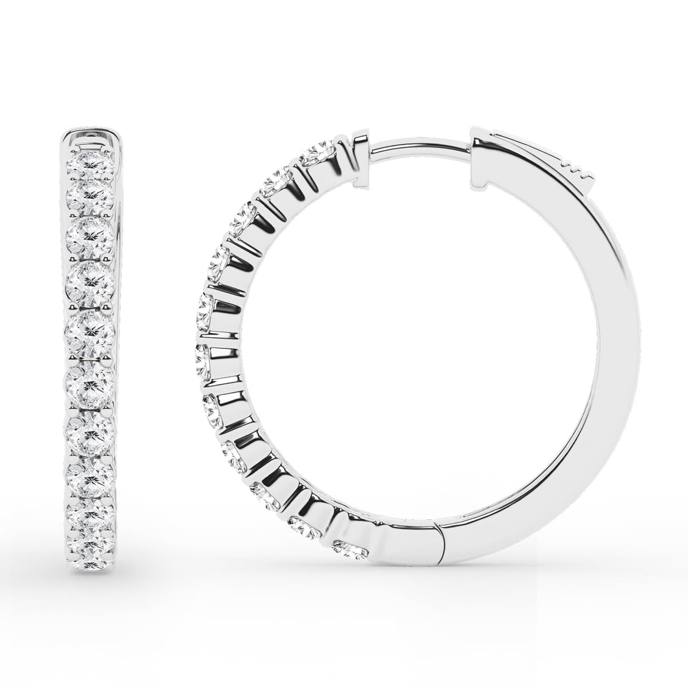 0.50 To 2 Carat Round Lab Grown Diamond Single Row Hoop Earrings In St White | Ashley Stewart