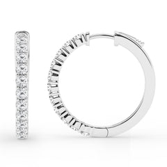 0.50 To 2 Carat Round Lab Grown Diamond Single Row Hoop Earrings In St White | Ashley Stewart