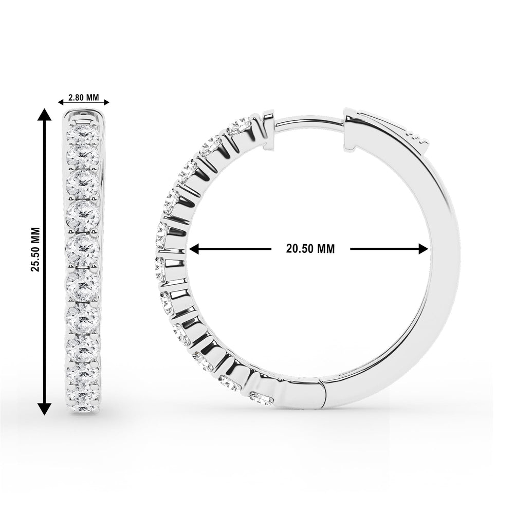 0.50 To 2 Carat Round Lab Grown Diamond Single Row Hoop Earrings In St White | Ashley Stewart