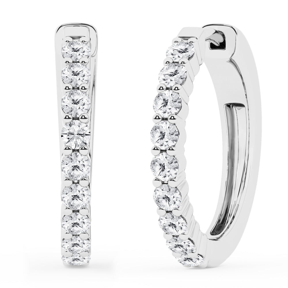0.50 To 2 Carat Round Lab Grown Diamond Single Row Hoop Earrings In St White | Ashley Stewart