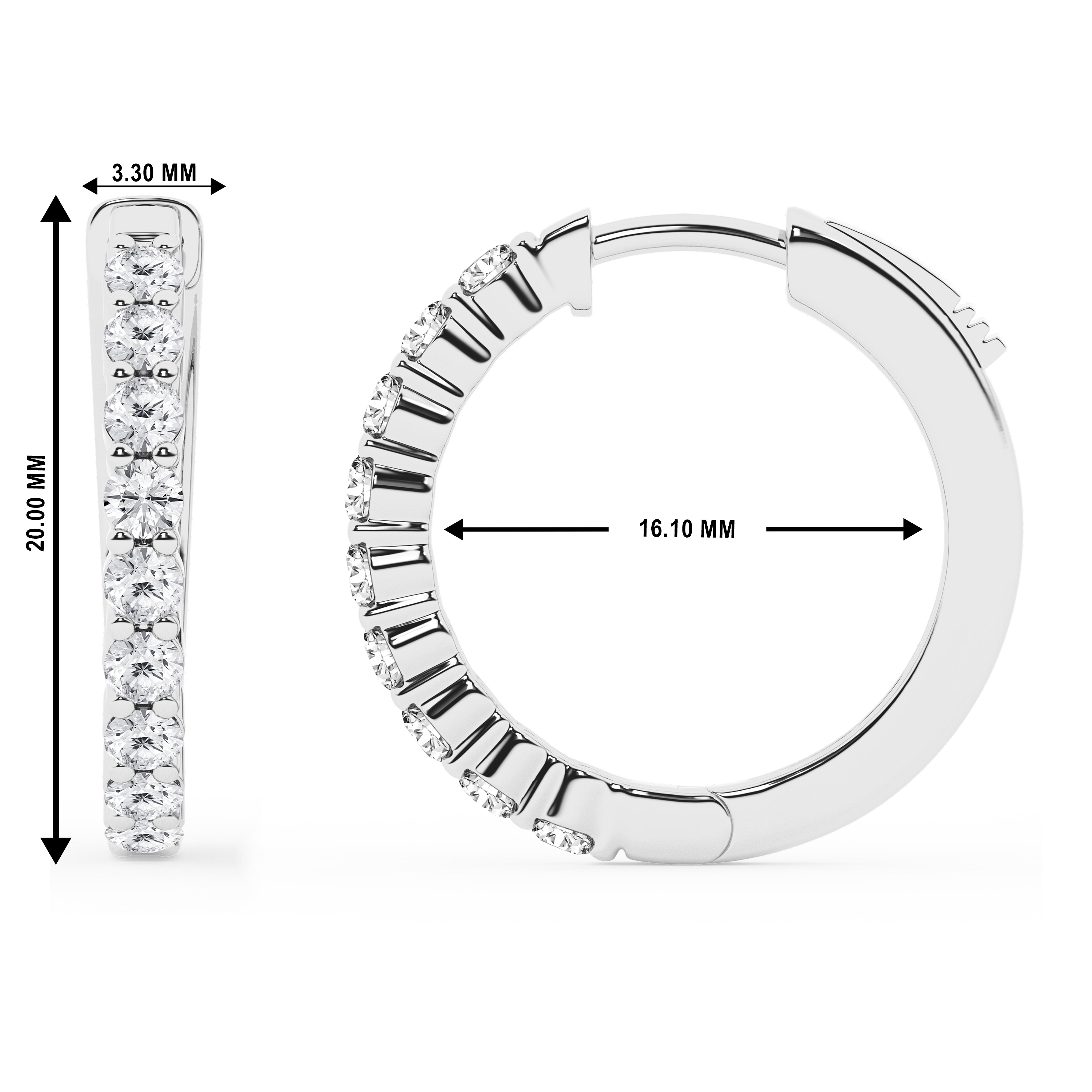 0.50 To 2 Carat Round Lab Grown Diamond Single Row Hoop Earrings In St White | Ashley Stewart