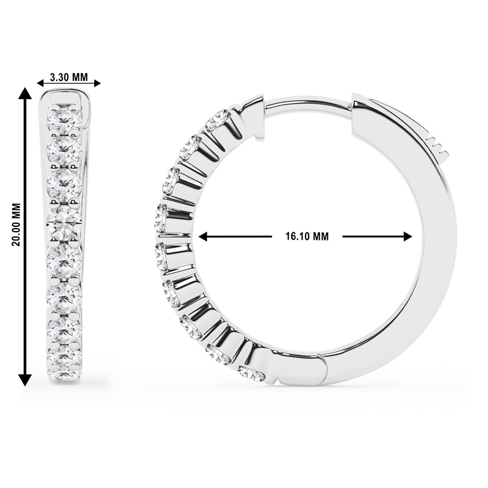 0.50 To 2 Carat Round Lab Grown Diamond Single Row Hoop Earrings In St White | Ashley Stewart