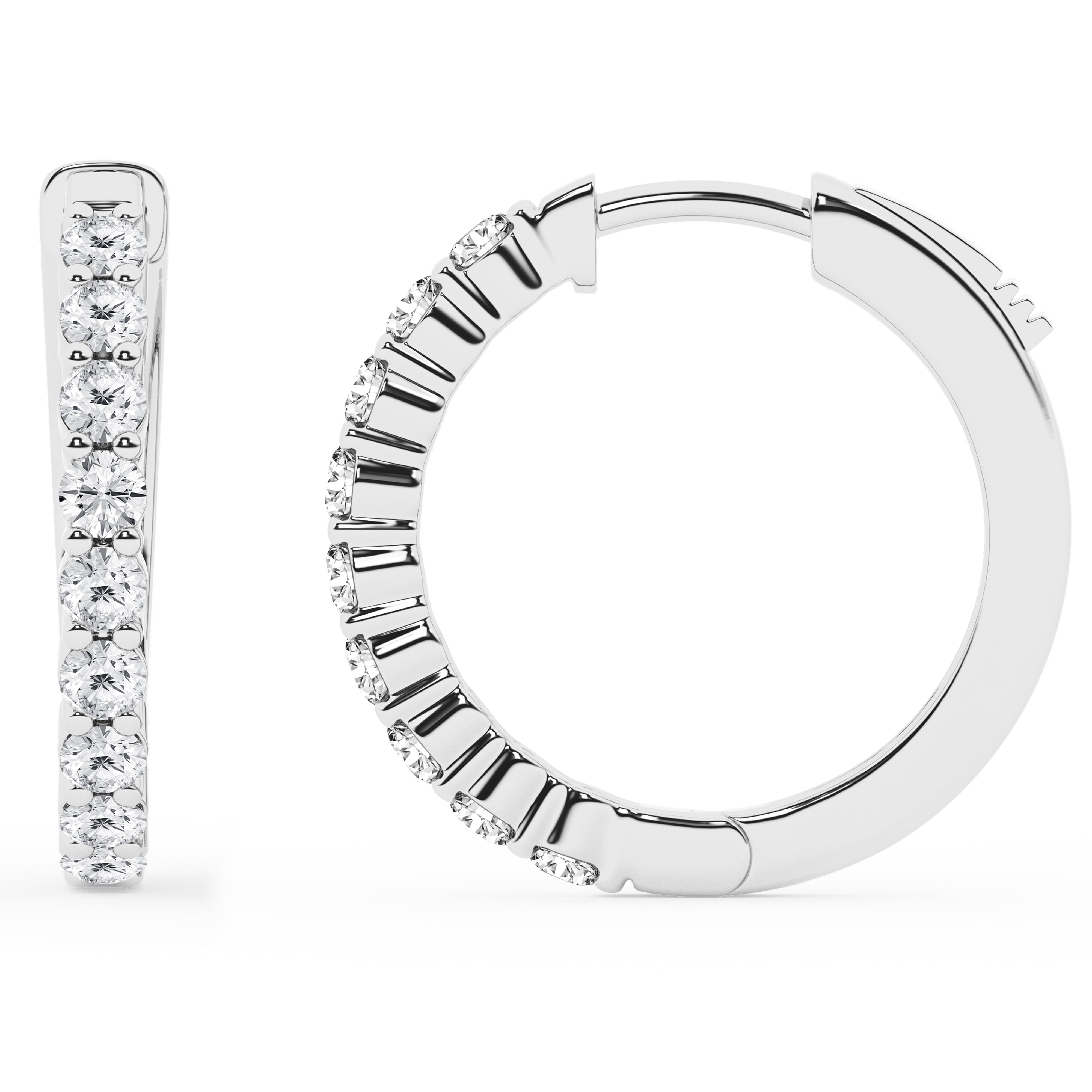 0.50 To 2 Carat Round Lab Grown Diamond Single Row Hoop Earrings In St White | Ashley Stewart