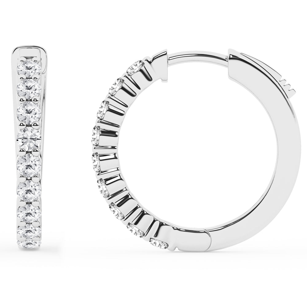 0.50 To 2 Carat Round Lab Grown Diamond Single Row Hoop Earrings In St White | Ashley Stewart