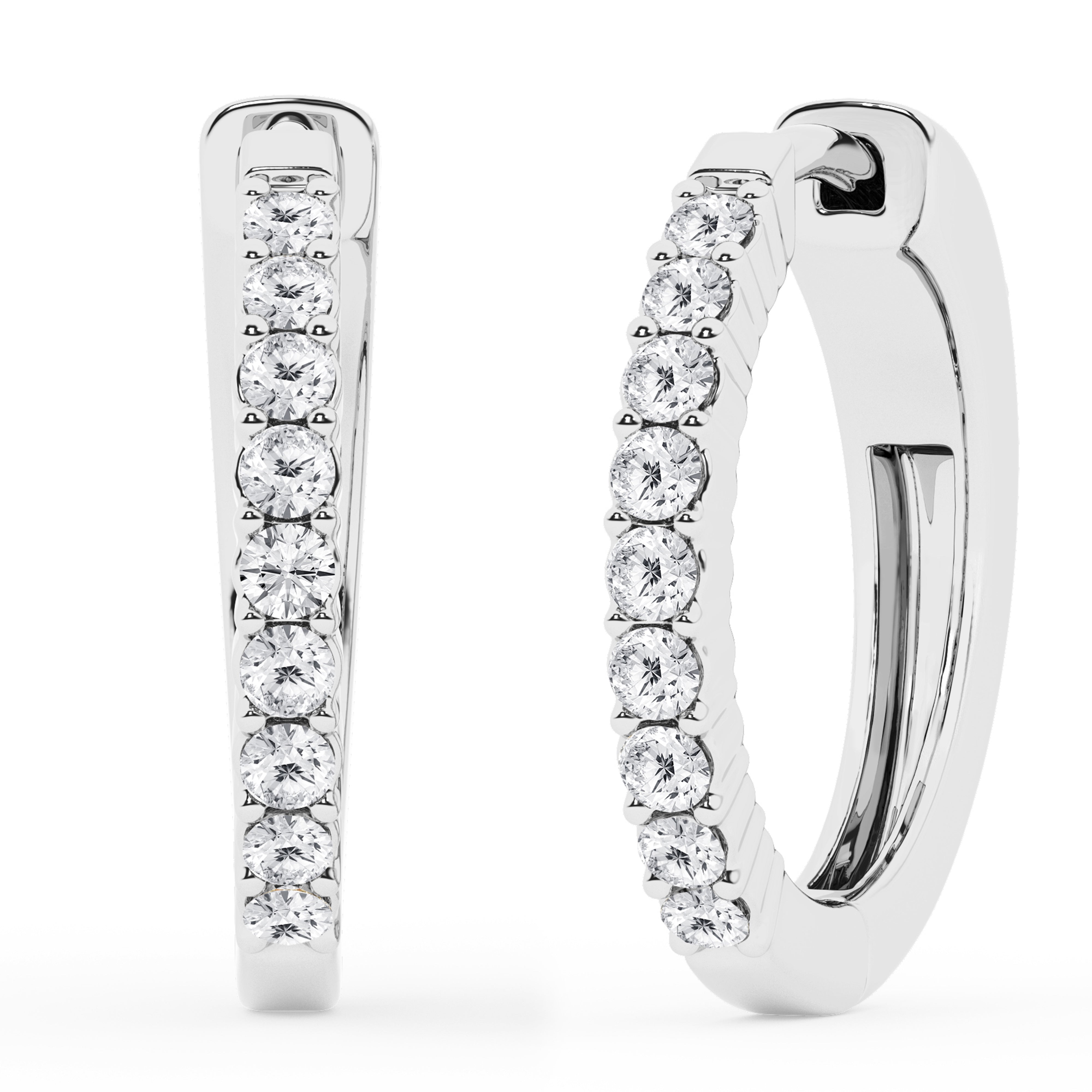 0.50 To 2 Carat Round Lab Grown Diamond Single Row Hoop Earrings In St White | Ashley Stewart