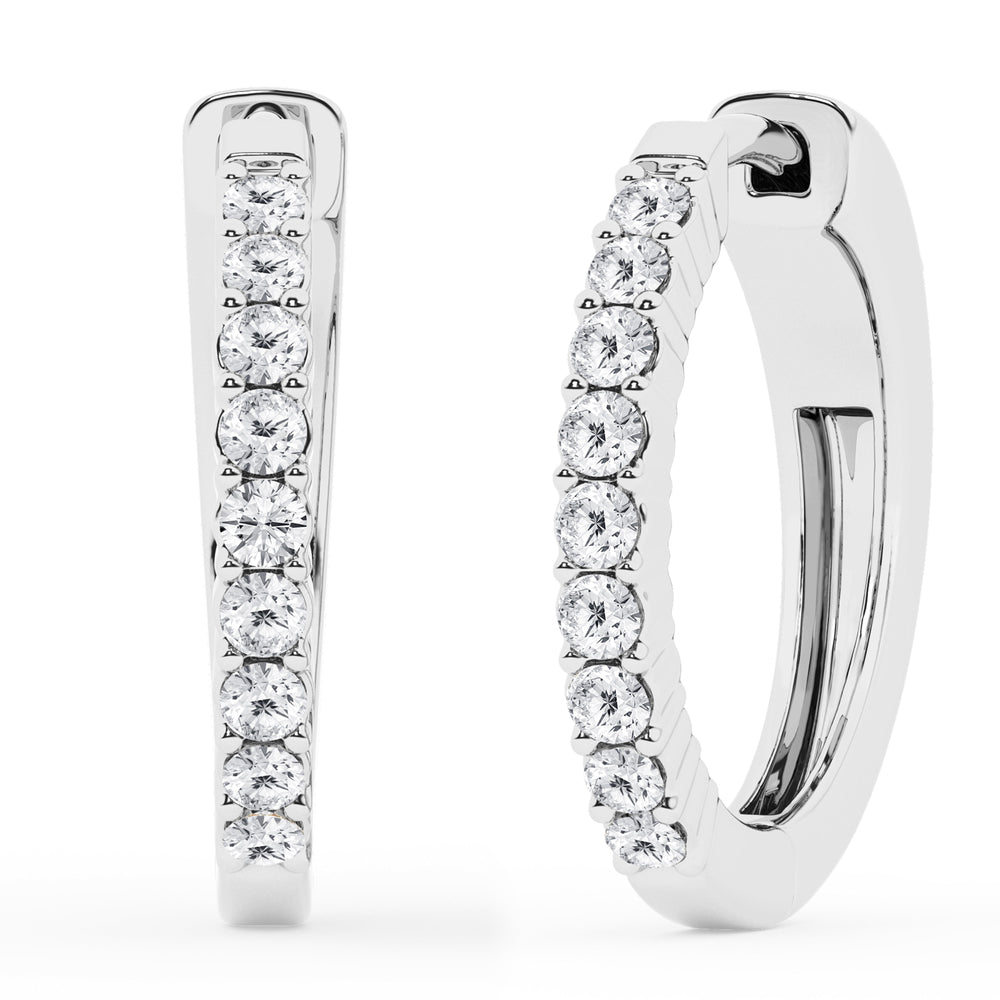 0.50 To 2 Carat Round Lab Grown Diamond Single Row Hoop Earrings In St White | Ashley Stewart