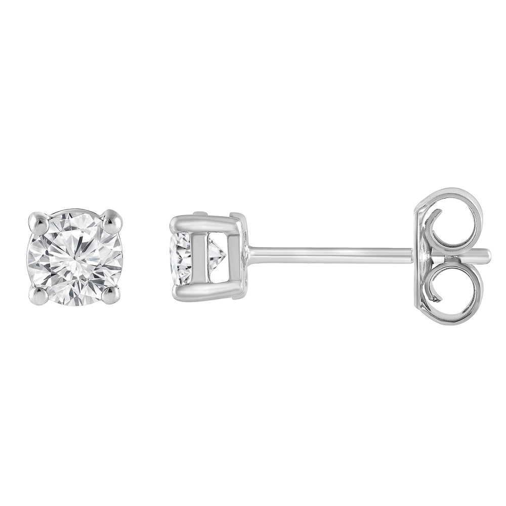 0.50 Carat Lab Grown Round Cut Diamond Stud Earrings White | Ashley Stewart