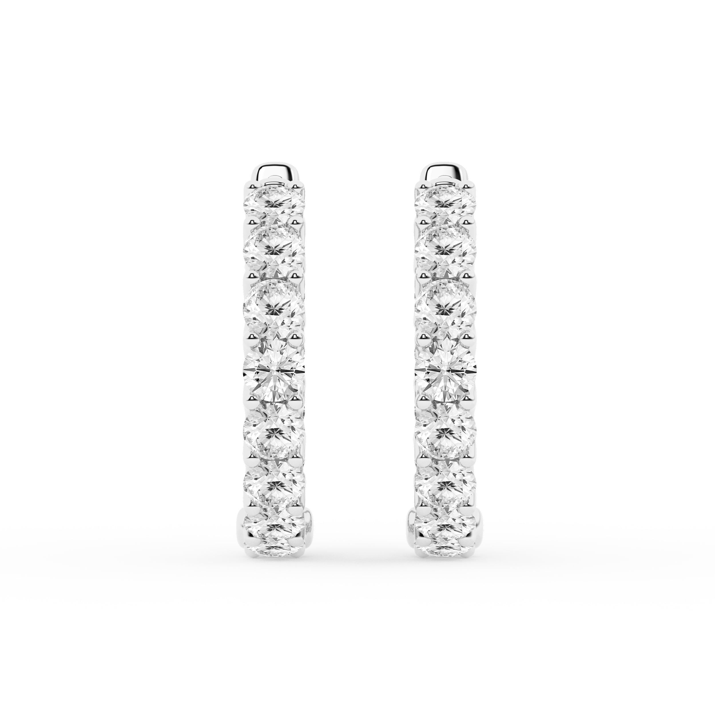 2 Carat Lab Grown Round Inside Out Diamond Hoop Earrings In Sterling S White | Ashley Stewart