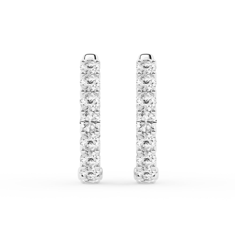 2 Carat Lab Grown Round Inside Out Diamond Hoop Earrings In Sterling S White | Ashley Stewart