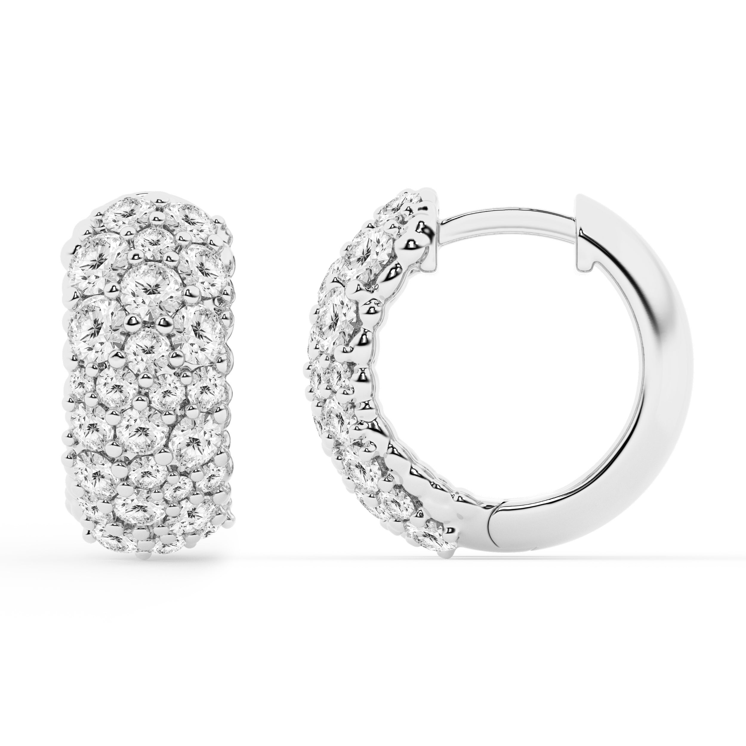 2 Carat Round Lab Grown Cluster Diamond Hoop Earrings In Sterling Silv White | Ashley Stewart