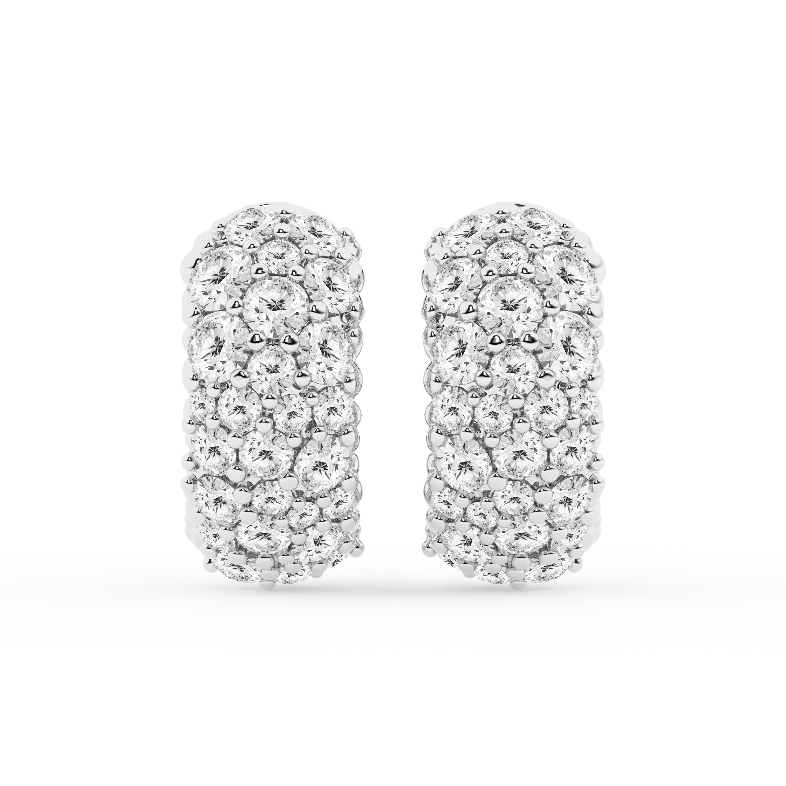 2 Carat Round Lab Grown Cluster Diamond Hoop Earrings In Sterling Silv White | Ashley Stewart