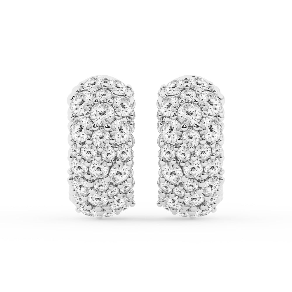 2 Carat Round Lab Grown Cluster Diamond Hoop Earrings In Sterling Silv White | Ashley Stewart