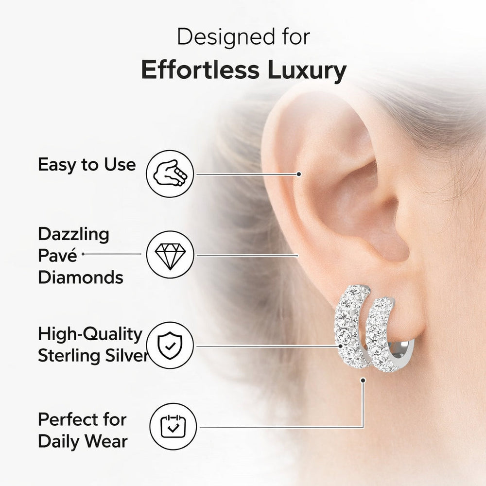 2 Carat Round Lab Grown Cluster Diamond Hoop Earrings In Sterling Silv White | Ashley Stewart