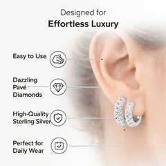 2 Carat Round Lab Grown Cluster Diamond Hoop Earrings In Sterling Silv White | Ashley Stewart
