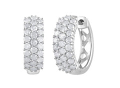 0.50 Carat Lab Grown Cluster Diamond Hinged Hoop Earrings  | Ashley Stewart