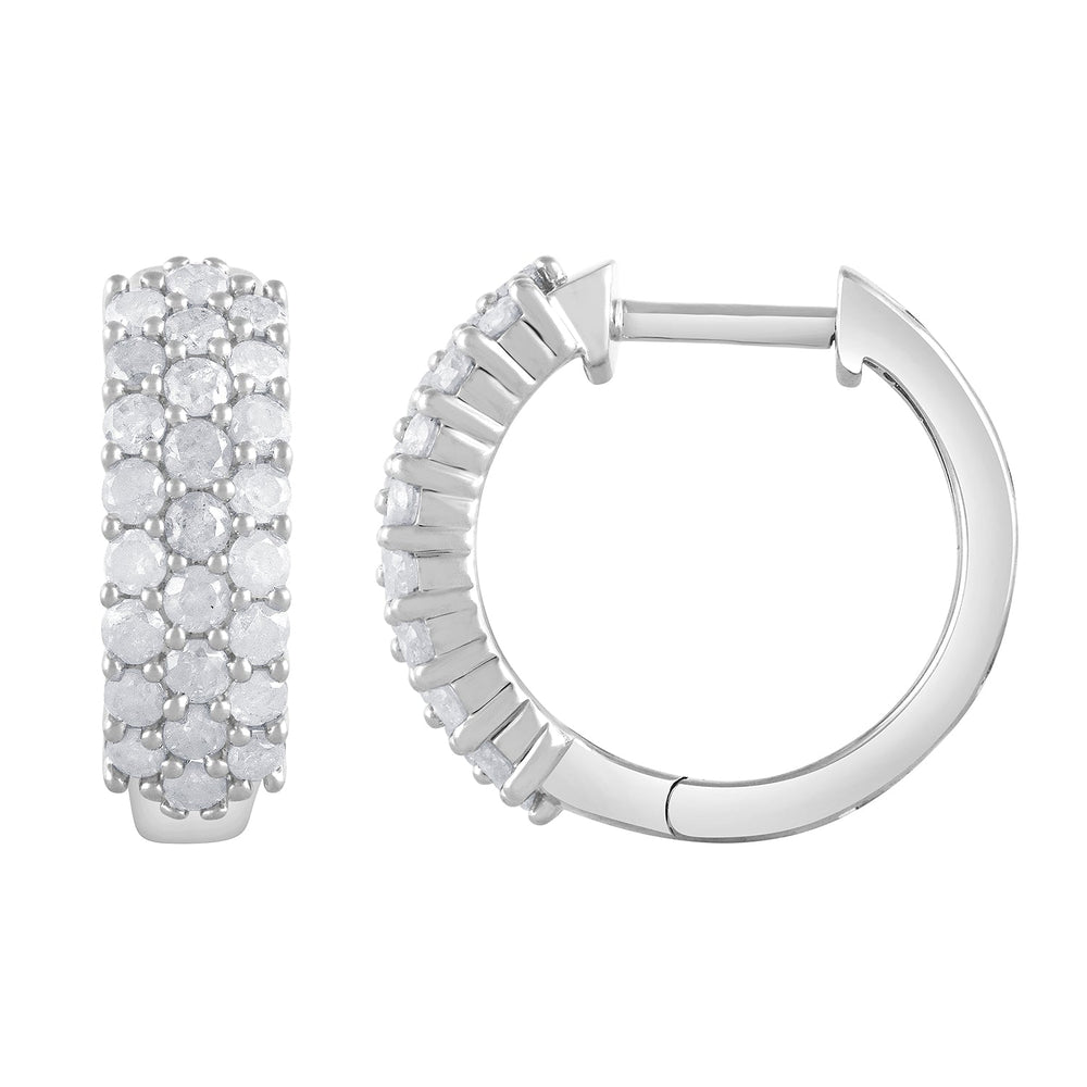 0.50 Carat Lab Grown Cluster Diamond Hinged Hoop Earrings  | Ashley Stewart