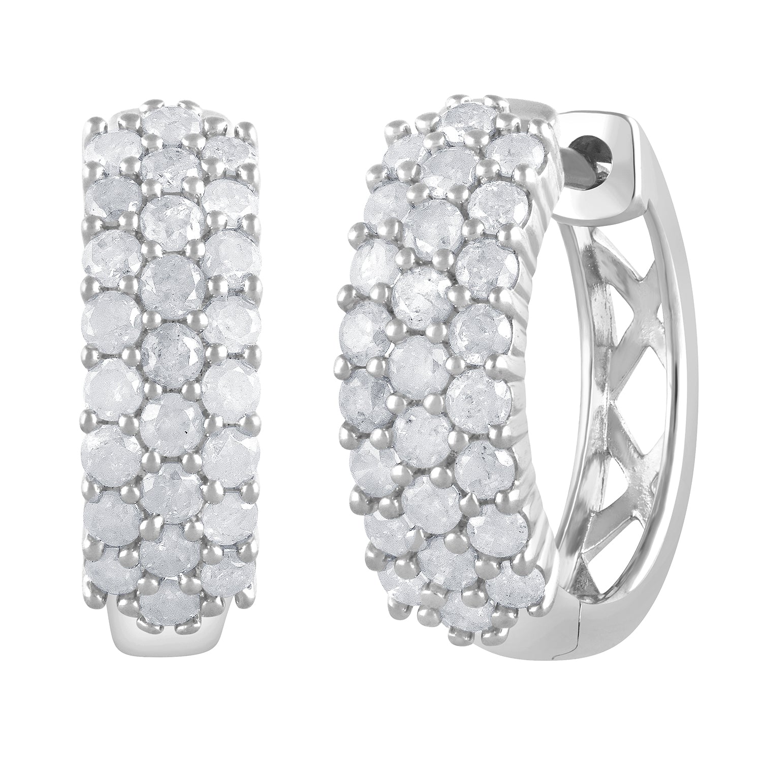 0.50 Carat Lab Grown Cluster Diamond Hinged Hoop Earrings  | Ashley Stewart