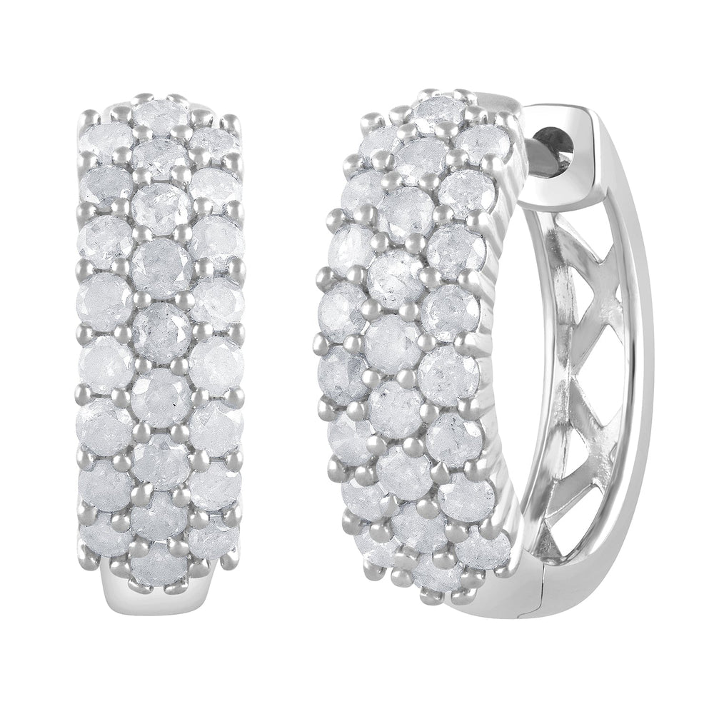 0.50 Carat Lab Grown Cluster Diamond Hinged Hoop Earrings  | Ashley Stewart
