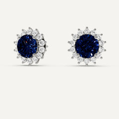 1 Carat Lab Grown Blue Sapphire Diamond Stud Earrings  | Ashley Stewart