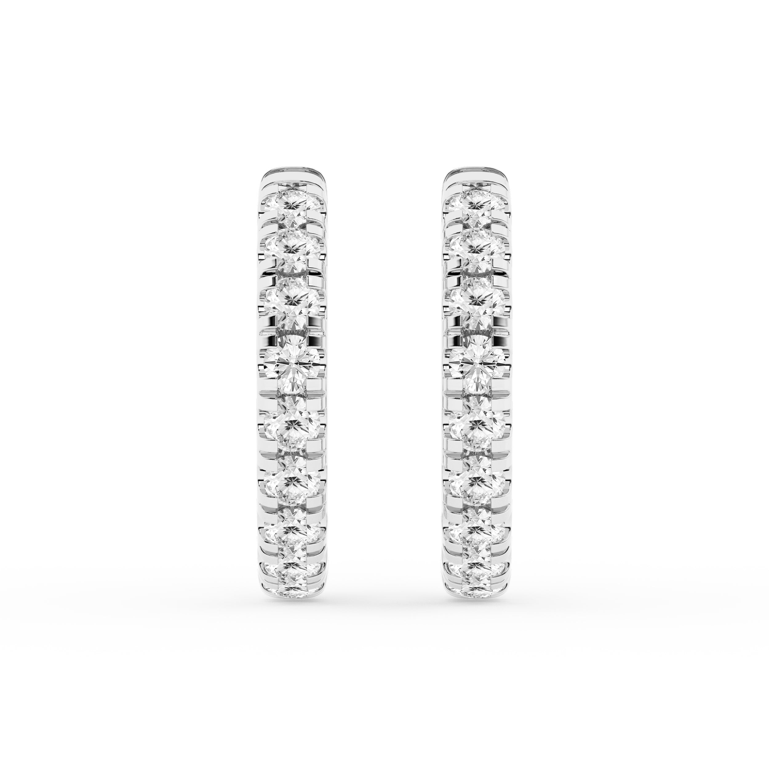 1 Carat Round Lab Grown Diamond Hoop Earrings In Sterling Silver White | Ashley Stewart