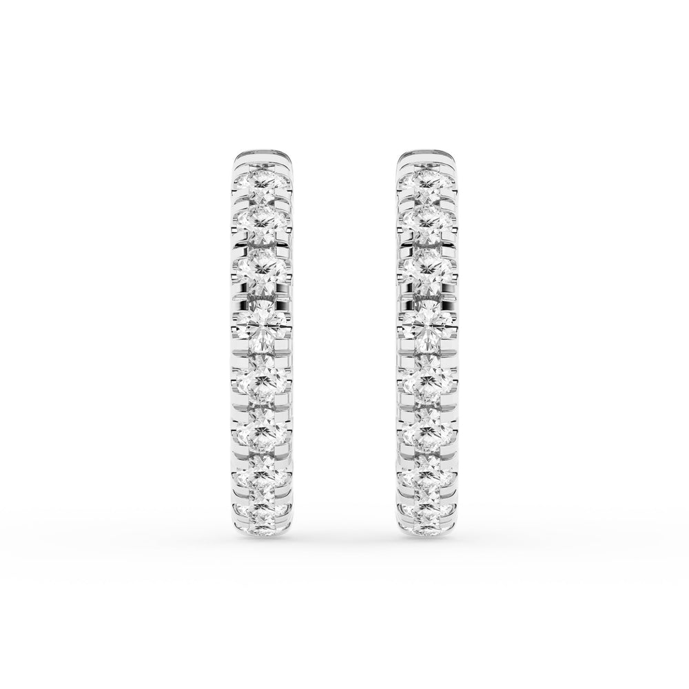1 Carat Round Lab Grown Diamond Hoop Earrings In Sterling Silver White | Ashley Stewart