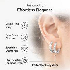 1 Carat Round Lab Grown Diamond Hoop Earrings In Sterling Silver White | Ashley Stewart