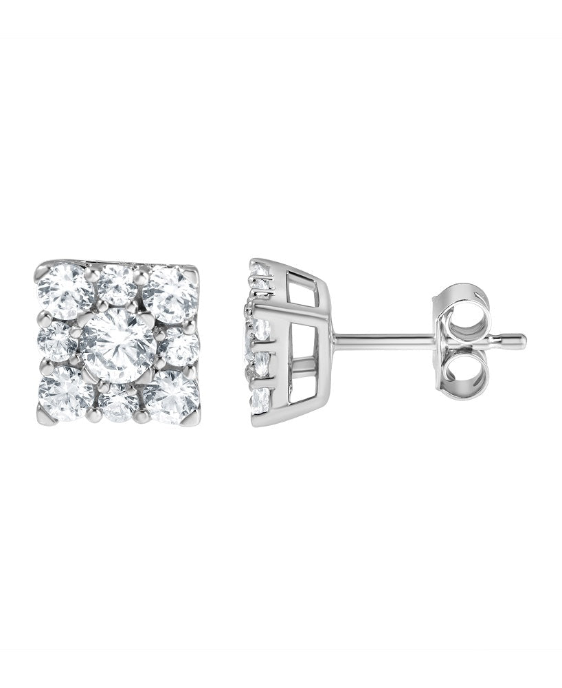 1 Carat Lab Grown Round Diamond Stud Earrings In Sterling Silver  | Ashley Stewart