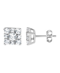 1 Carat Lab Grown Round Diamond Stud Earrings In Sterling Silver  | Ashley Stewart