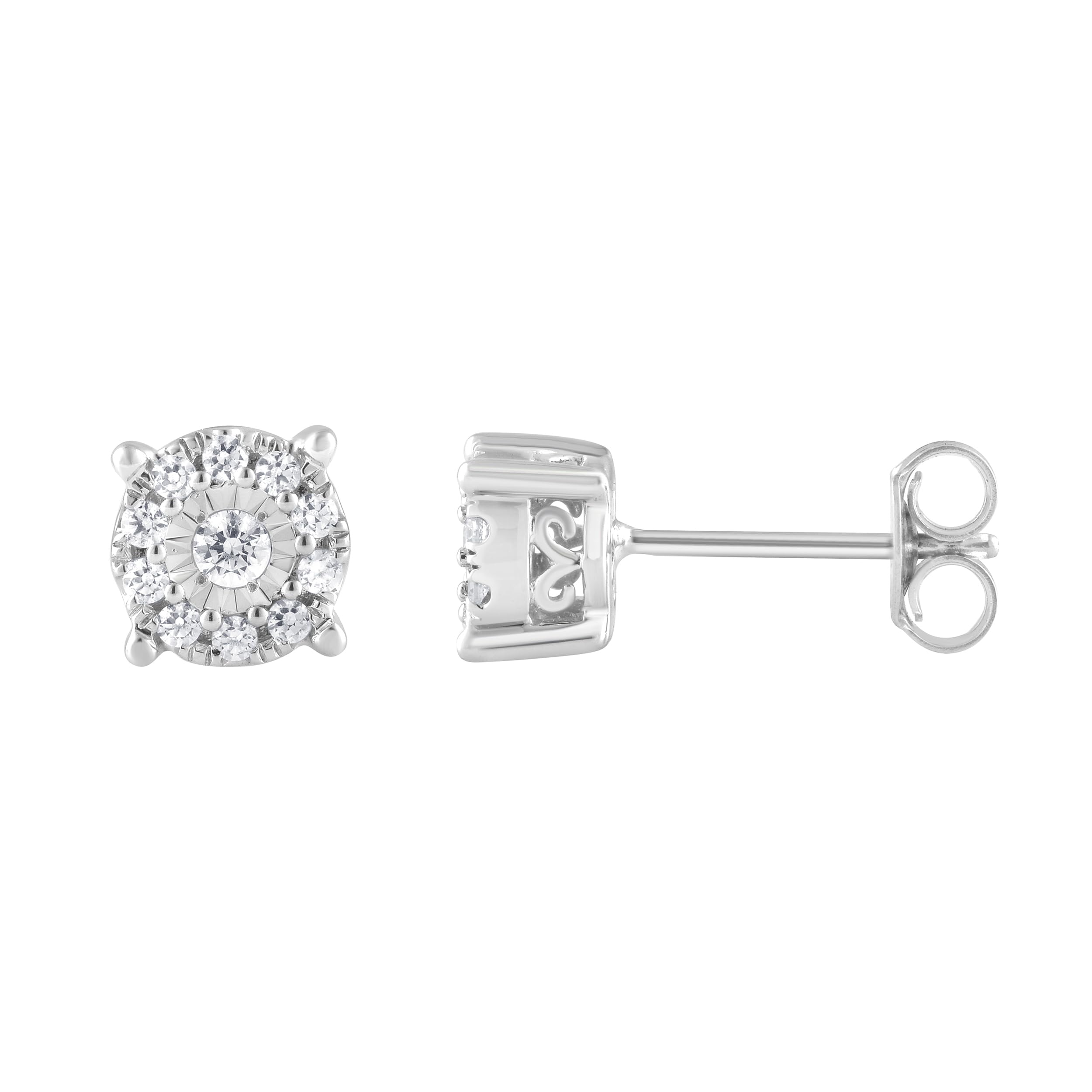0.25 Carat Lab Grown Halo Diamond Stud Earrings Rose | Ashley Stewart