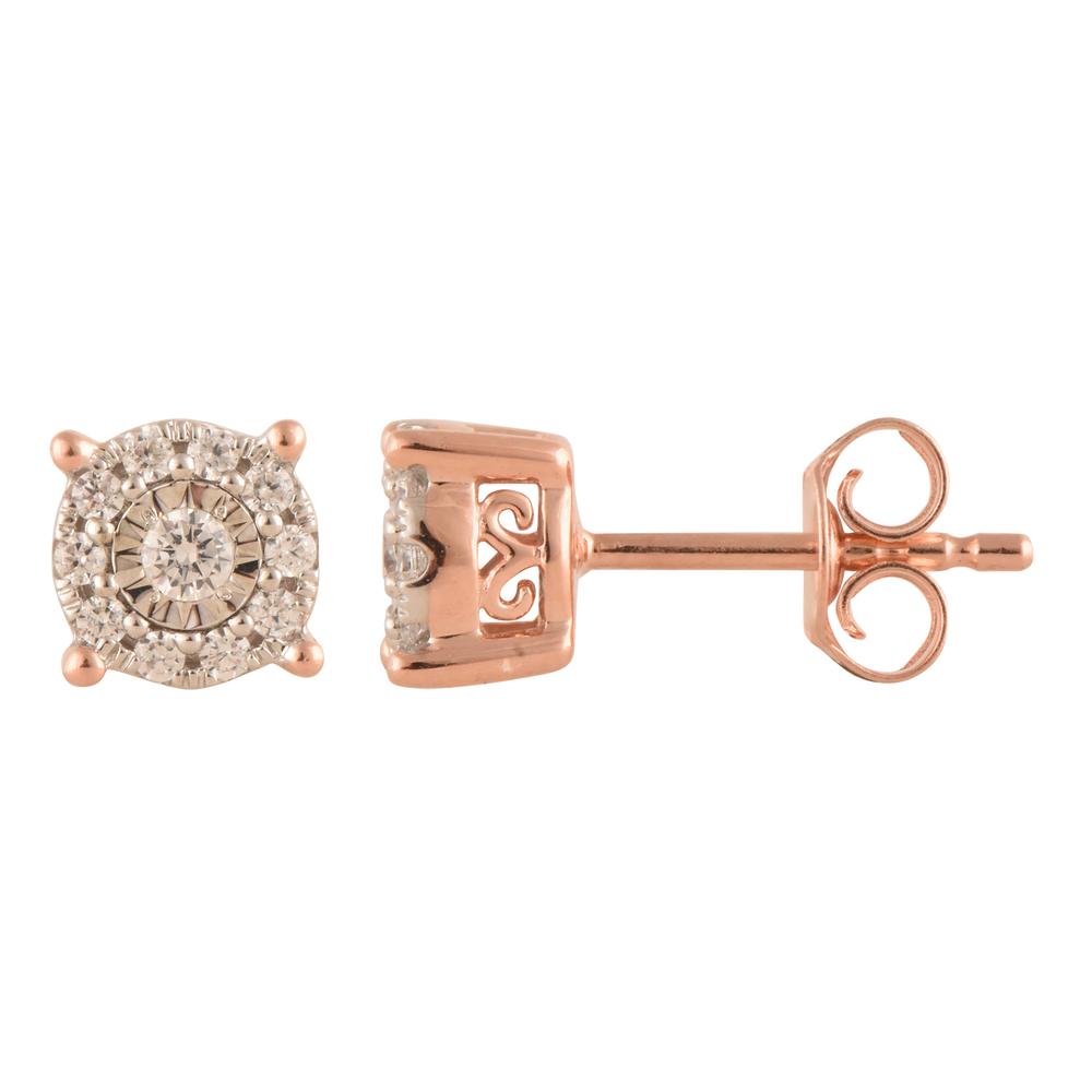 0.25 Carat Lab Grown Halo Diamond Stud Earrings Rose | Ashley Stewart