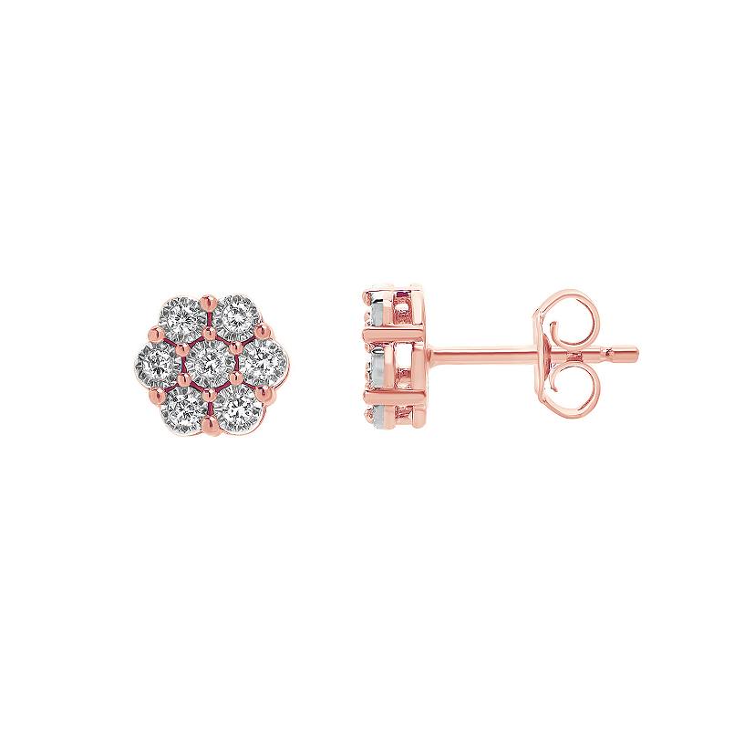 0.25 Carat Lab Grown Cluster Diamond Stud Earrings Rose | Ashley Stewart