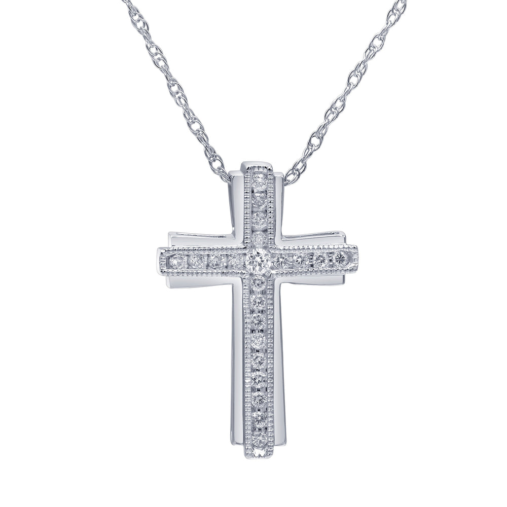 0.25 Carat Sterling Silver Lab Grown Diamond Cross Necklace  | Ashley Stewart