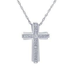 0.25 Carat Sterling Silver Lab Grown Diamond Cross Necklace  | Ashley Stewart