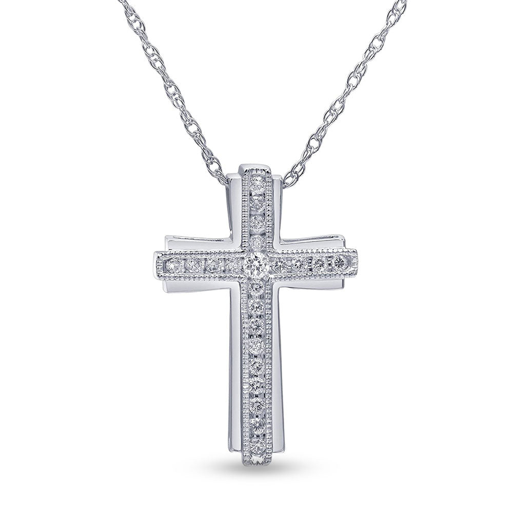 0.25 Carat Sterling Silver Lab Grown Diamond Cross Necklace  | Ashley Stewart
