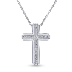 0.25 Carat Sterling Silver Lab Grown Diamond Cross Necklace  | Ashley Stewart