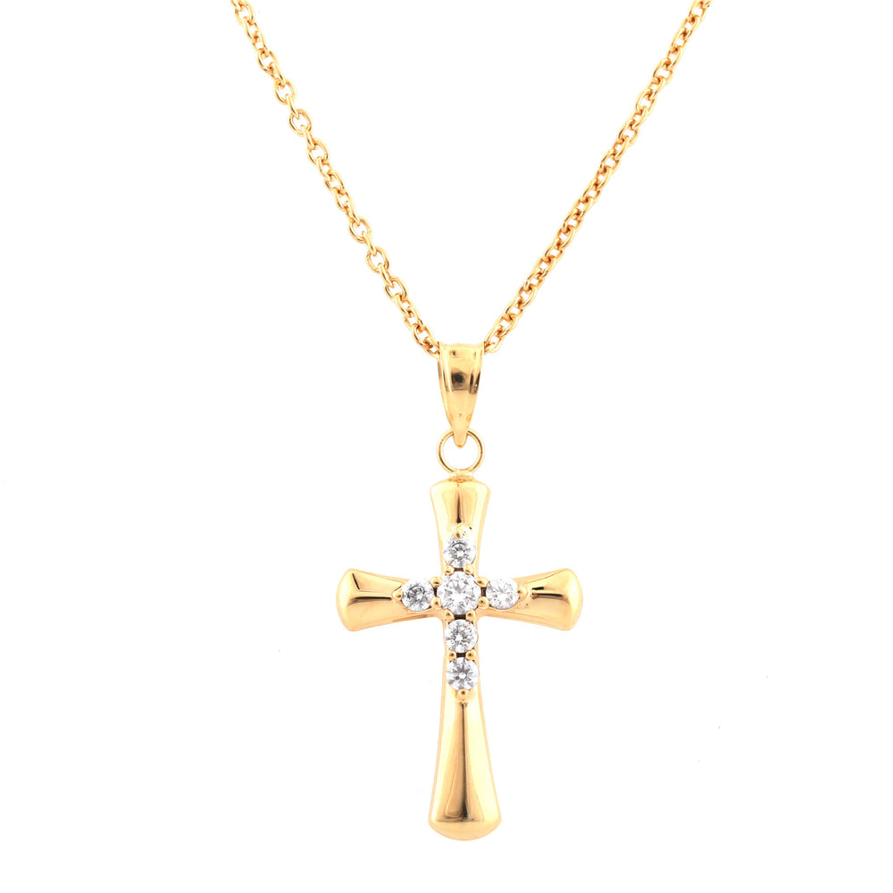 0.25 Carat Lab Grown Diamond Cross Pendant Necklace In Yellow Gold Pla  | Ashley Stewart