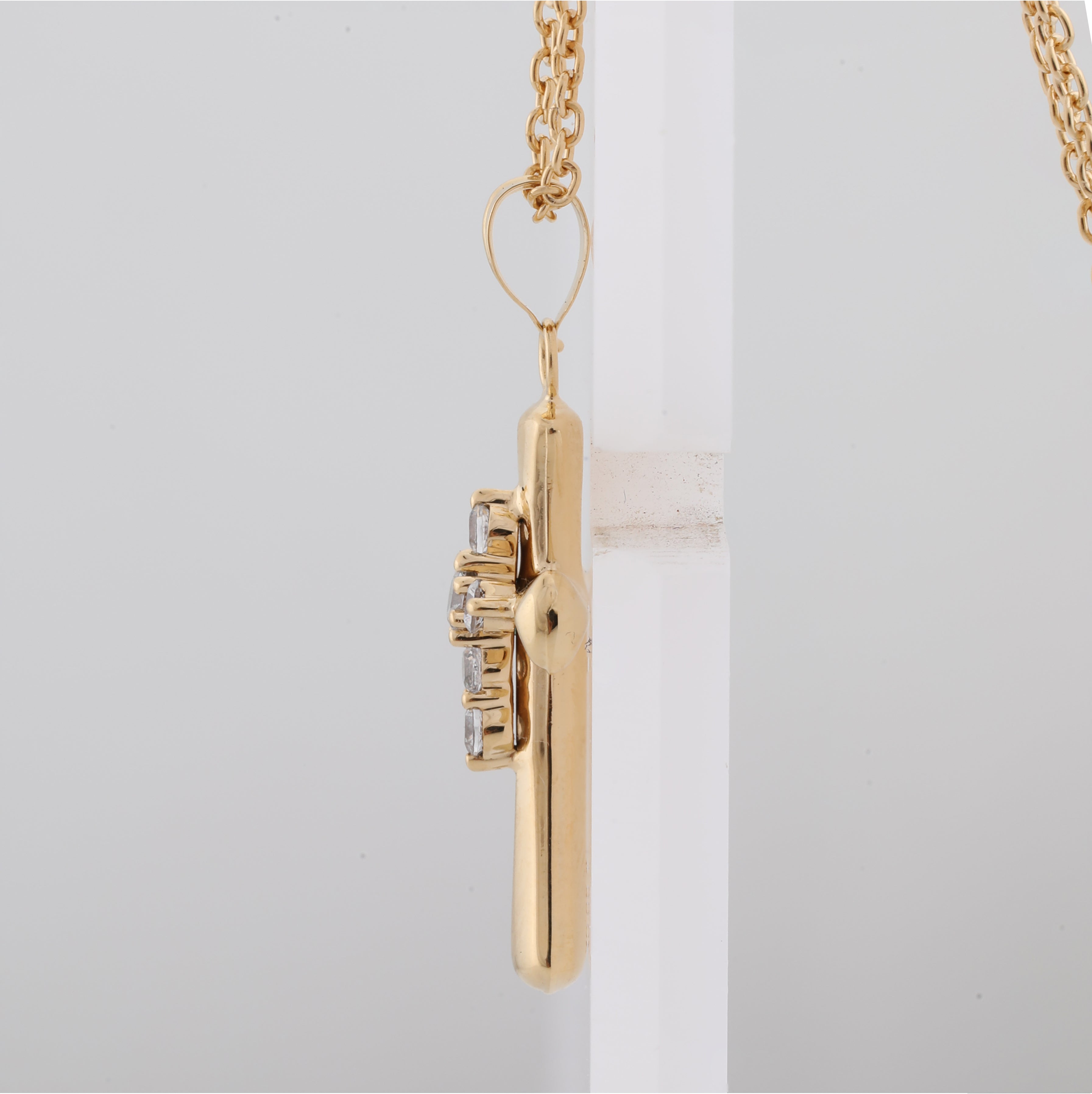 0.25 Carat Lab Grown Diamond Cross Pendant Necklace In Yellow Gold Pla  | Ashley Stewart