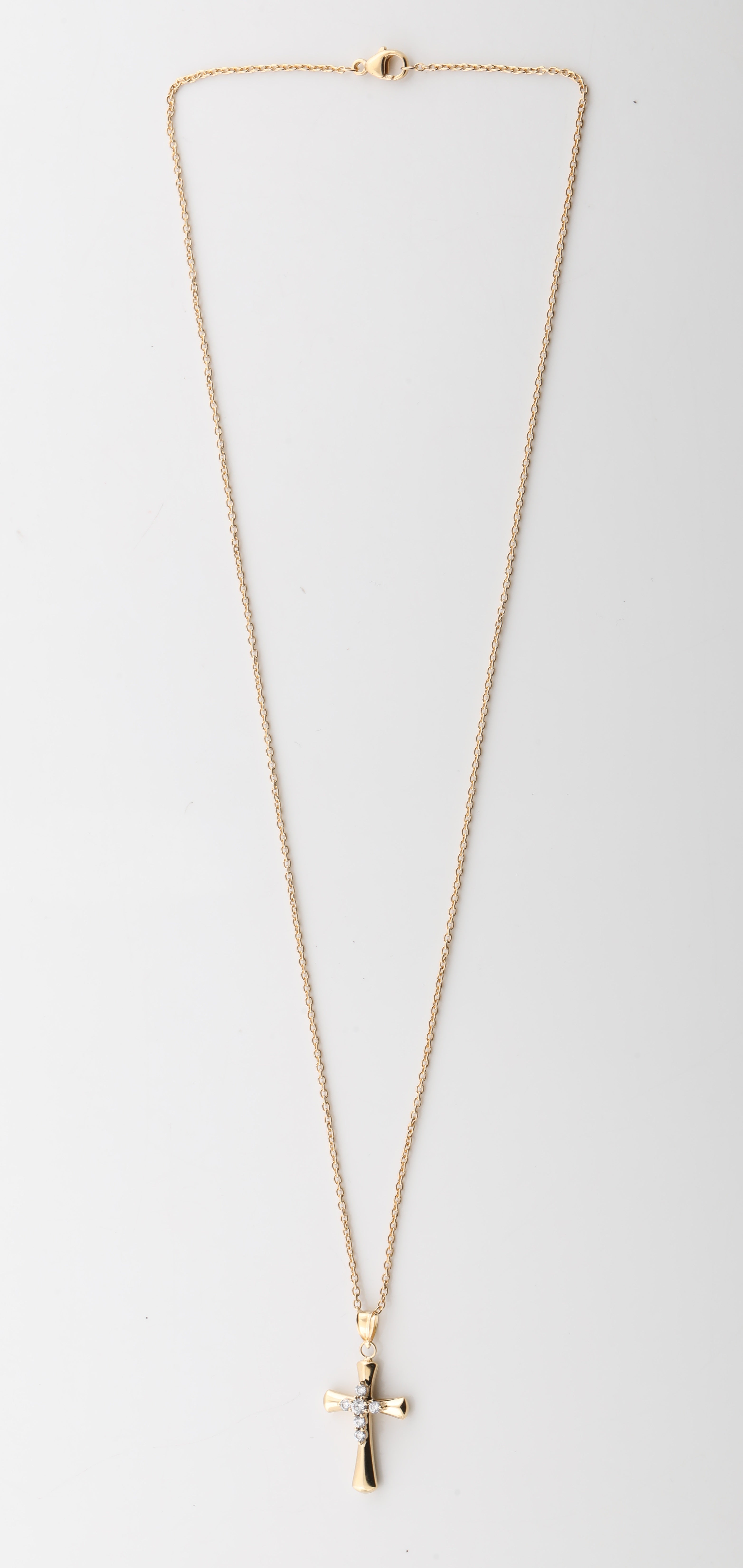 0.25 Carat Lab Grown Diamond Cross Pendant Necklace In Yellow Gold Pla  | Ashley Stewart