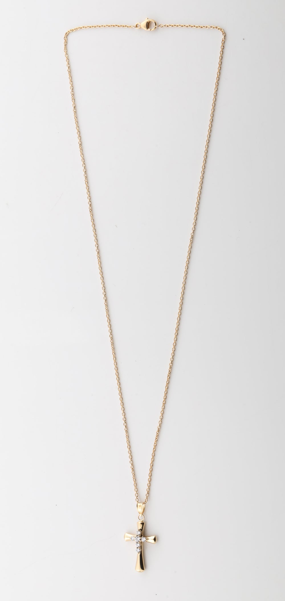 0.25 Carat Lab Grown Diamond Cross Pendant Necklace In Yellow Gold Pla  | Ashley Stewart