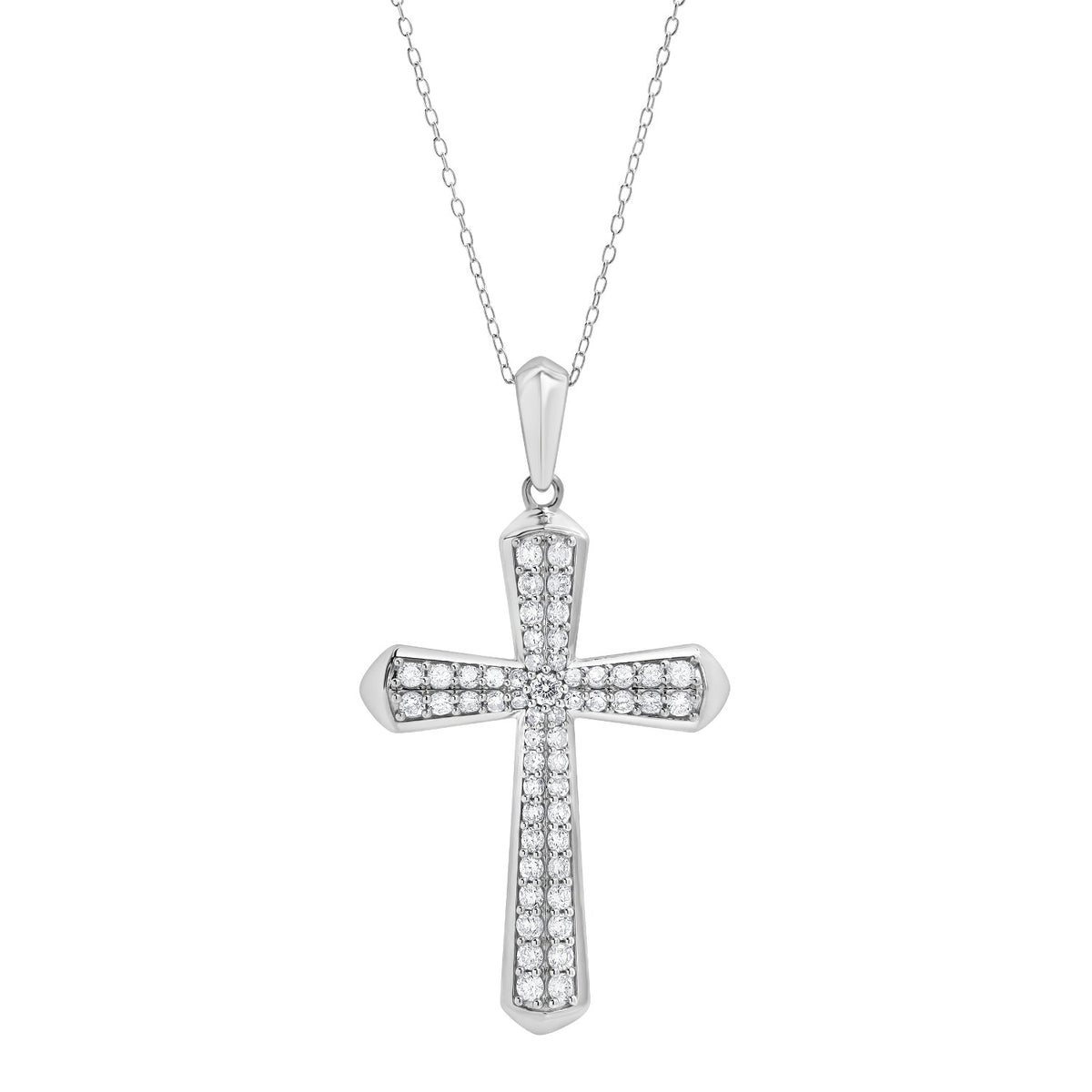 1 Carat Sterling Silver Lab Grown Cross Diamond Pendant Necklace  | Ashley Stewart
